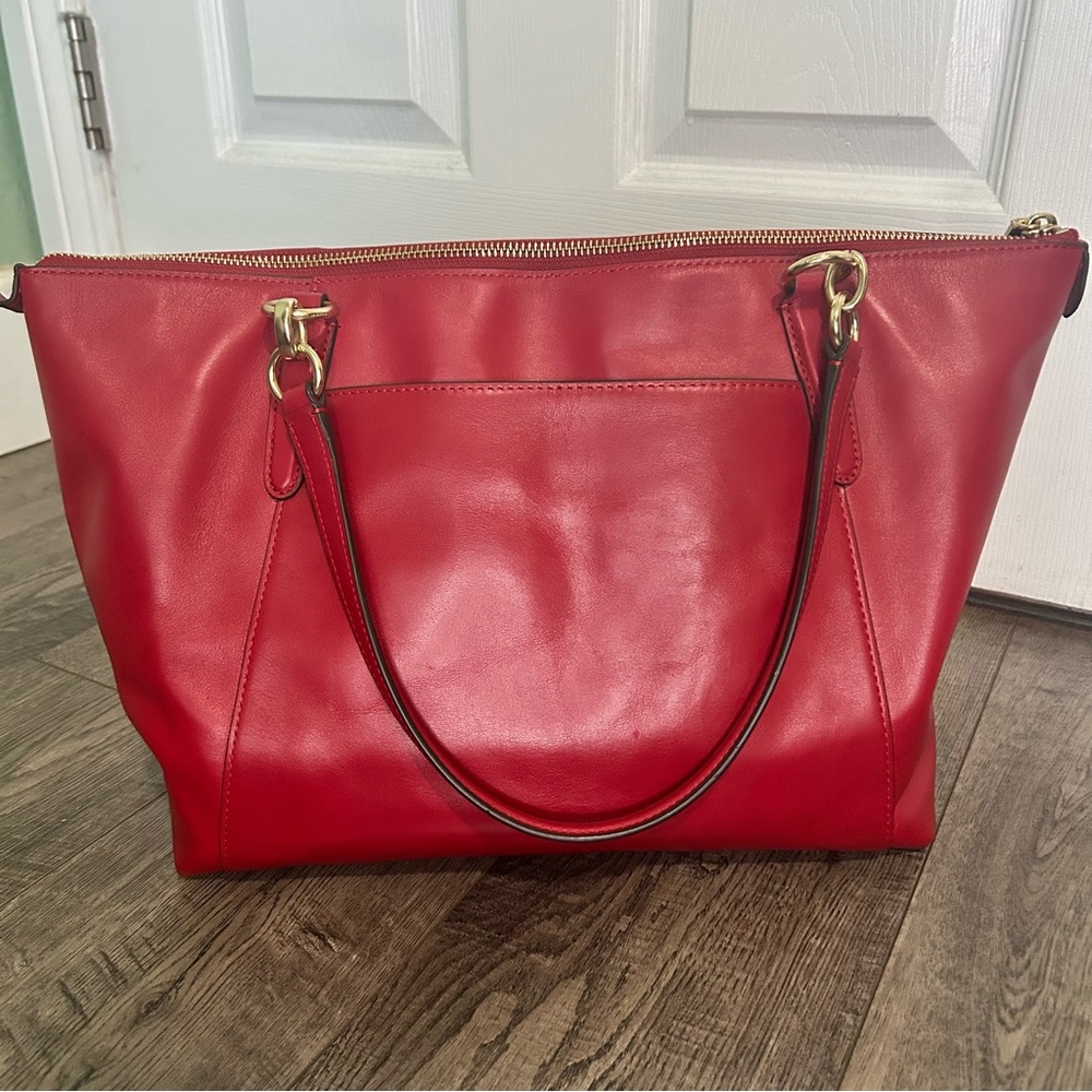 Coach Cherry Red Leather Tote - Picture 2 of 7